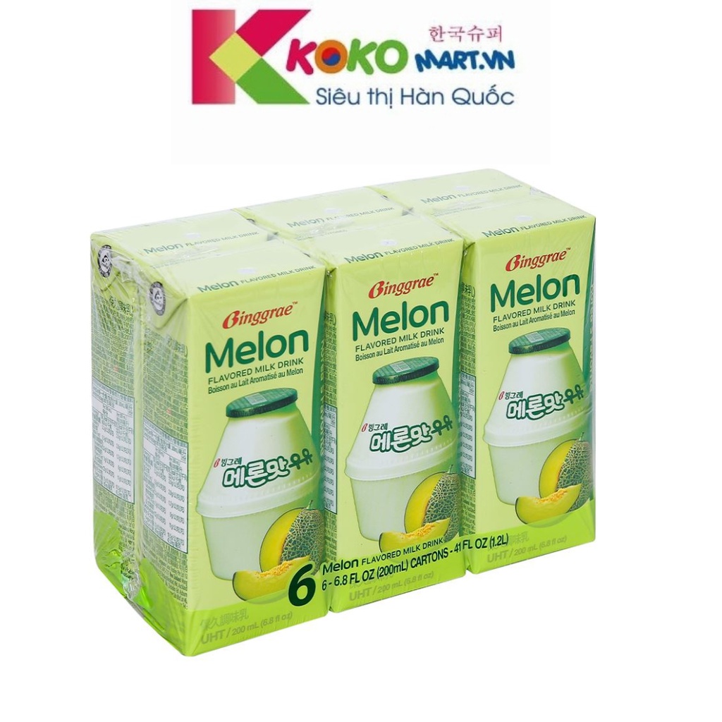 Sữa dưa lưới Binggrae Hàn Quốc (lốc 6 hộp)